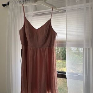 Lulu's Blush Pink Mini Dress with Spaghetti Straps